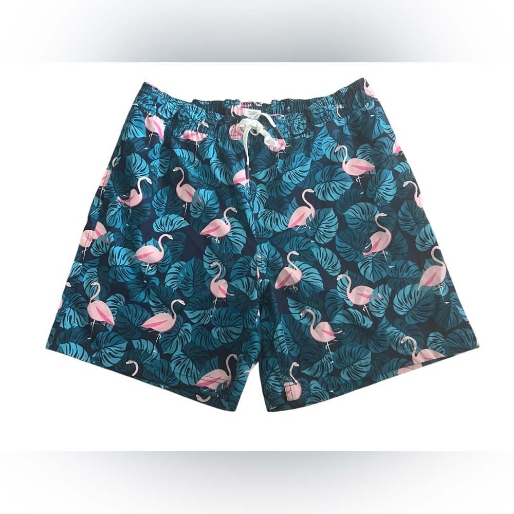 Resort Swim Trunk Tropical Flamingo Men's Swim Shorts/LG
